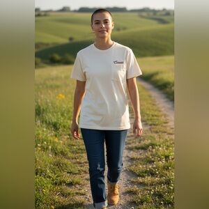 CARHARDTT LOOSE FIT CASUAL COWGIRL SHORT SLEEVE SCRIPT LOGO T-SHIRT SZ M